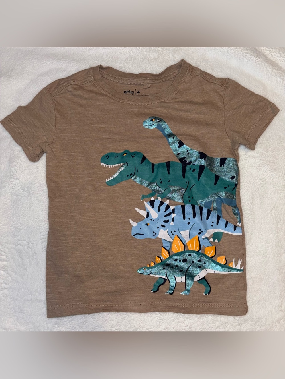 Anko Brown Short Sleeve Kids Dinosaur Tee